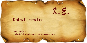 Kabai Ervin névjegykártya